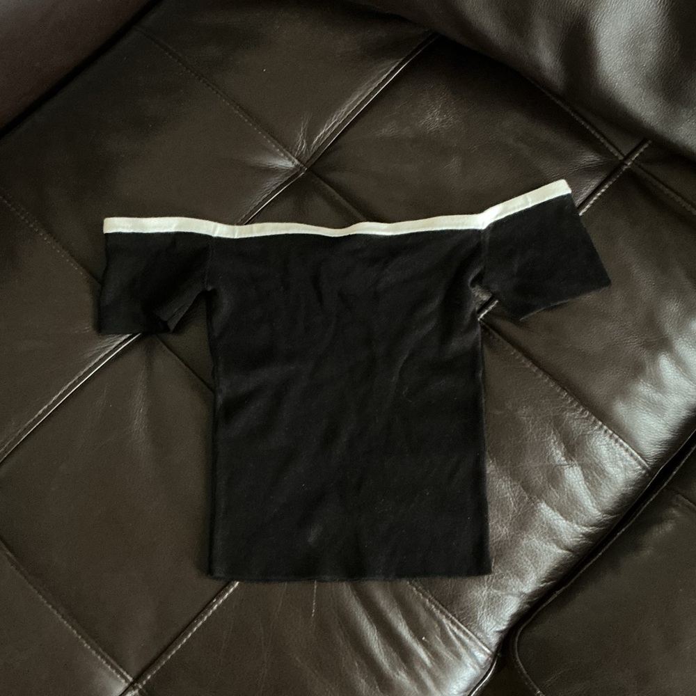 H&M Black Off-Shoulder Top with White Trim